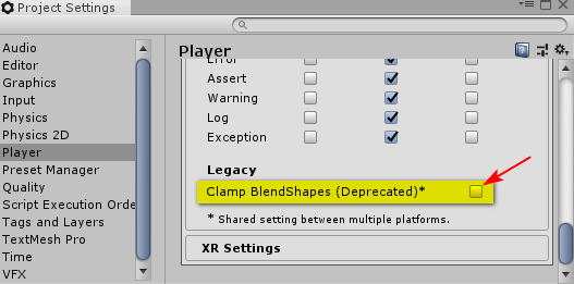 blendshape clamping setting